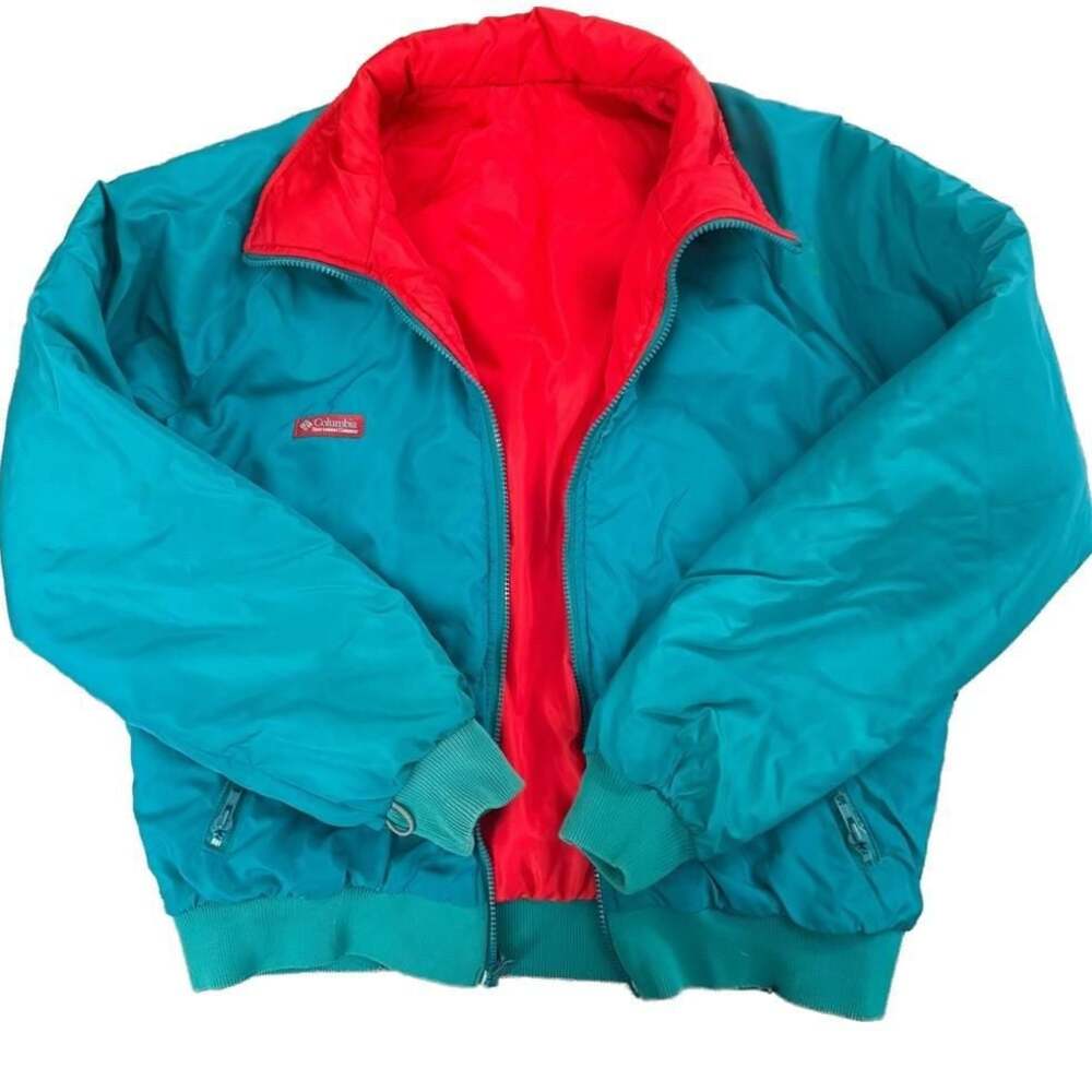 Vintage Columbia Outdoor Jacket L 90s Reversible Windbreaker Blue Red